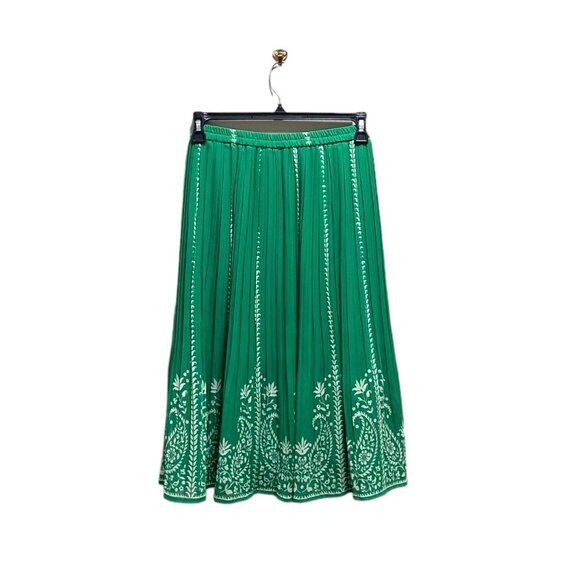 Anthony Richards Pleated Floral Midi Skirt Green Size MP Vintage Coastal Cottage - Picture 11 of 13